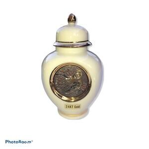 Vintage Japanese Art Of Chokin Temple Jar 24K Gold Edged New In Box